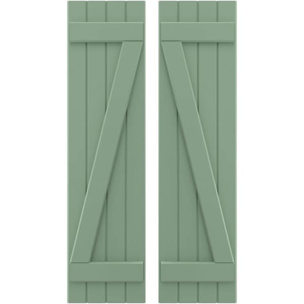 Ekena Millwork Americraft 4-Board (2 Batten) Wood Joined Board-n-Batten Shutters w/ Z-Bar, ARW102BB414X77TGH, PR ARW102BB414X77TGH - main
